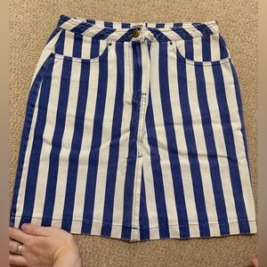 ASOS Denim Blue and White Striped Skirt, Size 6 (no stretch)
